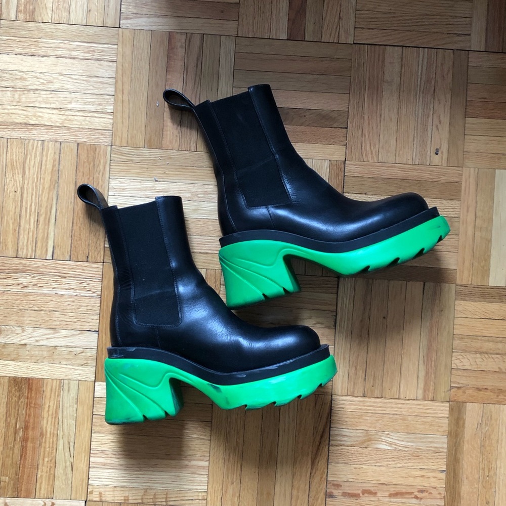 Bottega Flash Boot Chunky Green Sole Leather 38 US8